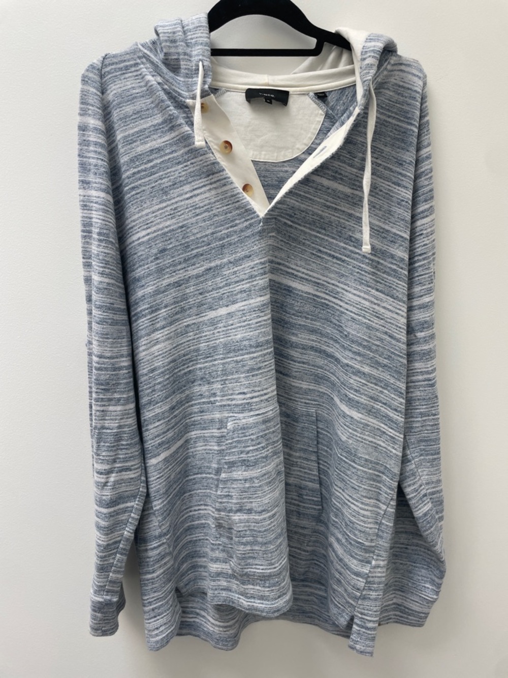 Vince Striped Pullover Henley Knit Hoodie MSRP $275 Size XL - Picture 2 of 8
